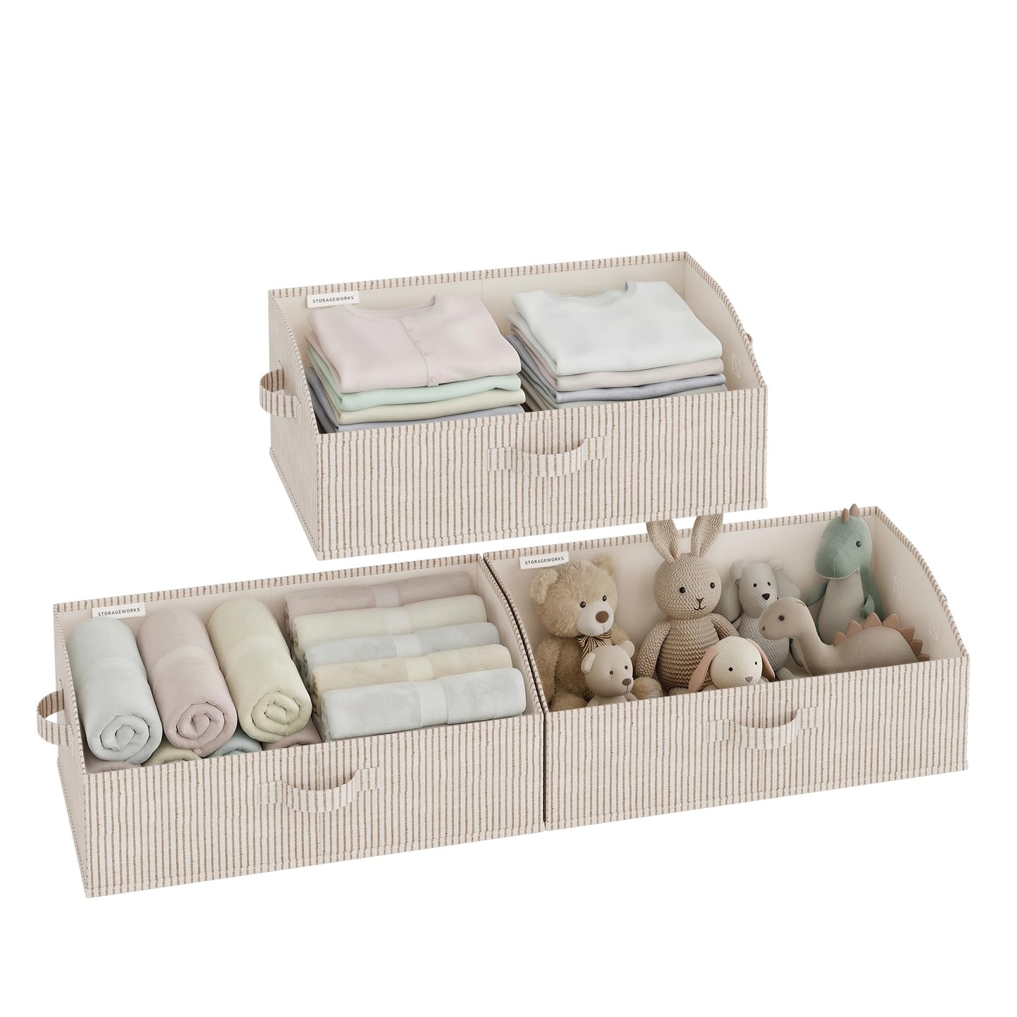 StorageWorks Closet Storage Bins, Beige(Cotton-linen), Medium, 3-Pack