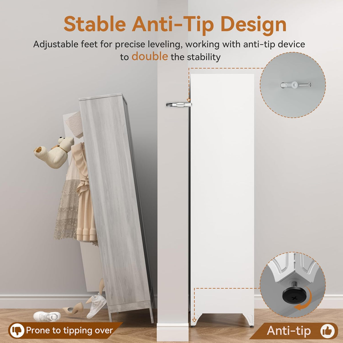 Polup 71" Metal Armoire Wardrobe Closet with Doors and Adjustable Shelves