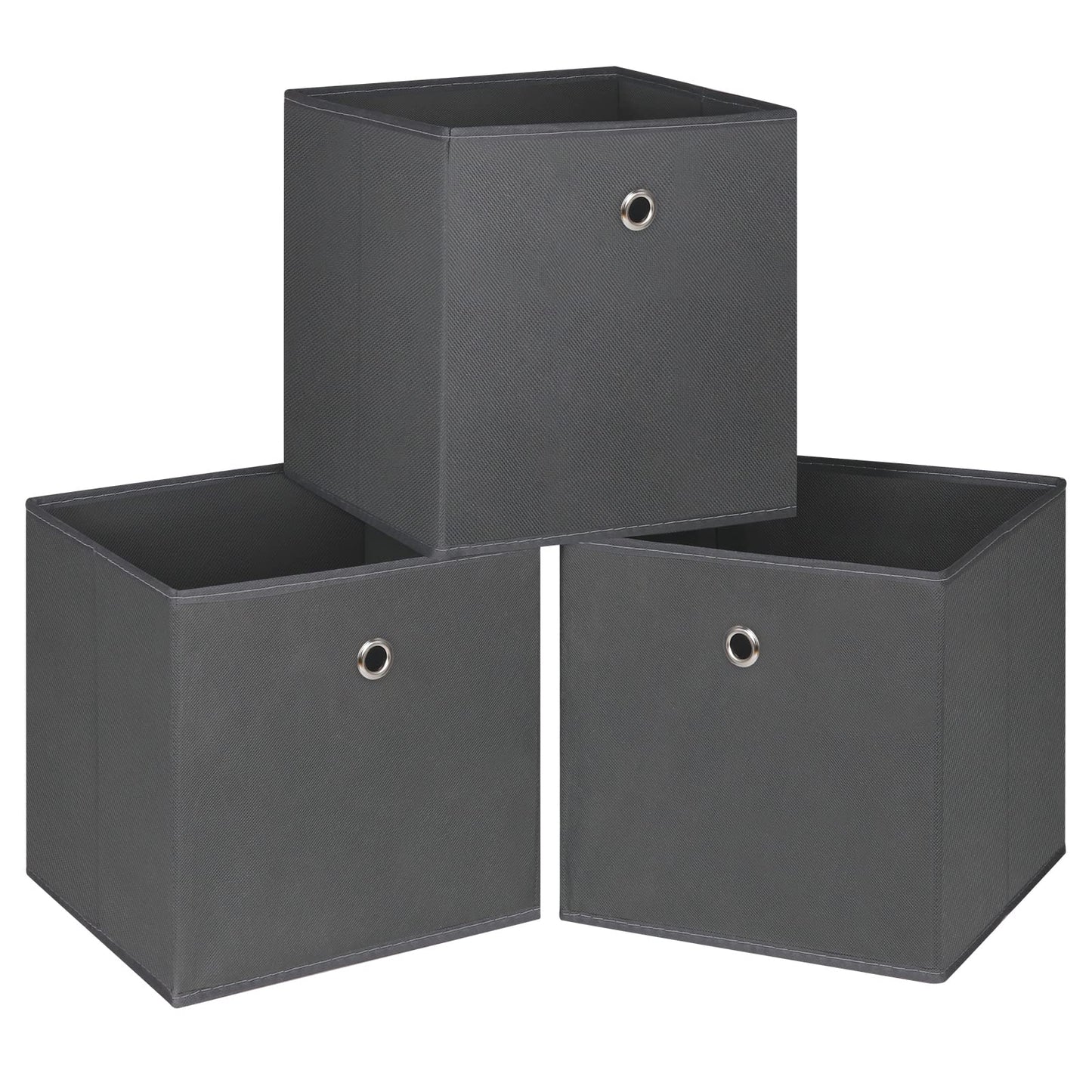 Black Foldable Storage Cubes Bins ,11 Inch Cloth Storage Cube Fabric Storage Box Cubes Organizer Baskets with Handles for Home Organizer Set of 3 (Black)