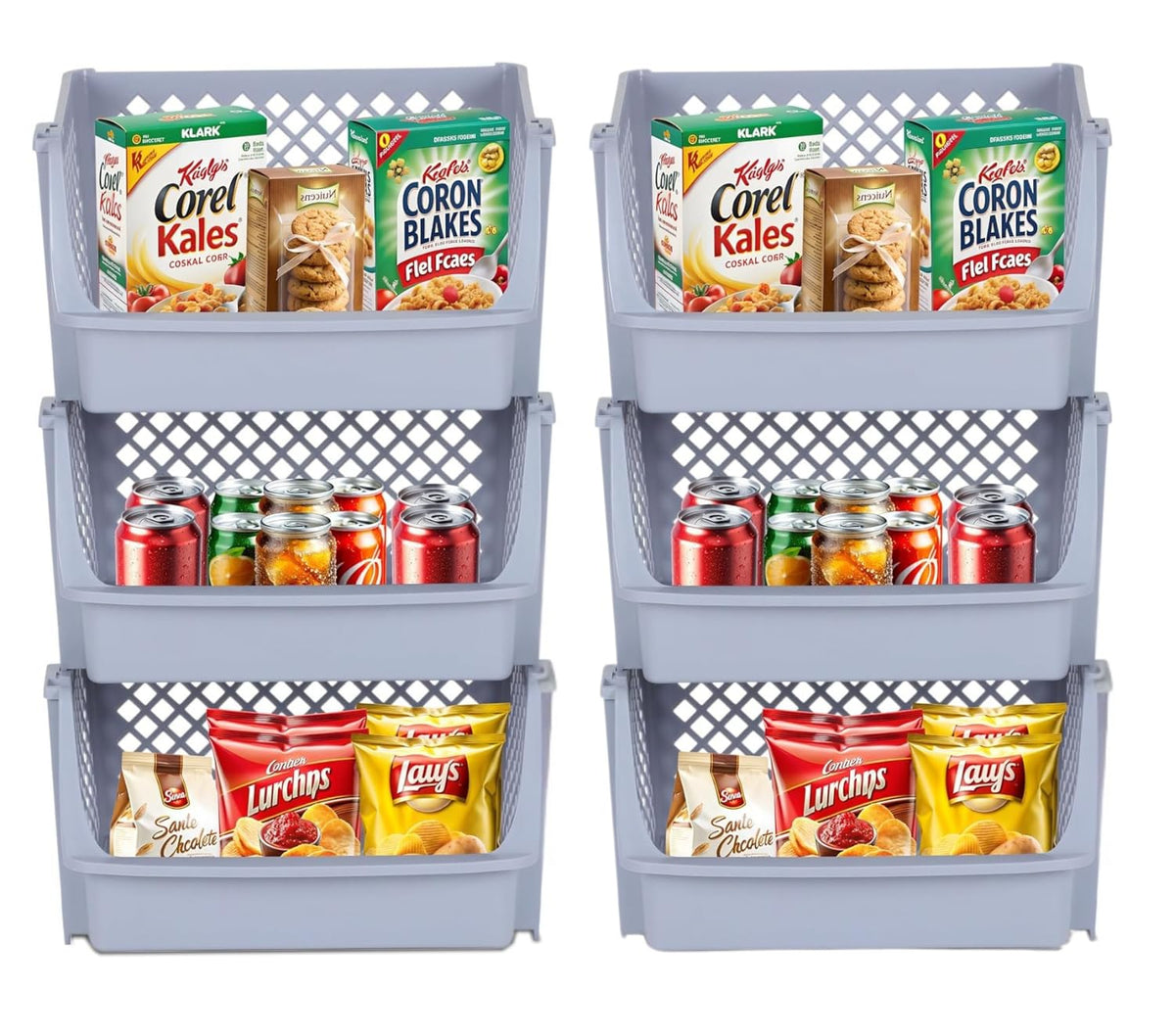 Skywin Stackable Storage Bins Open Front for Pantry Storage, 4 Pack - Multi
