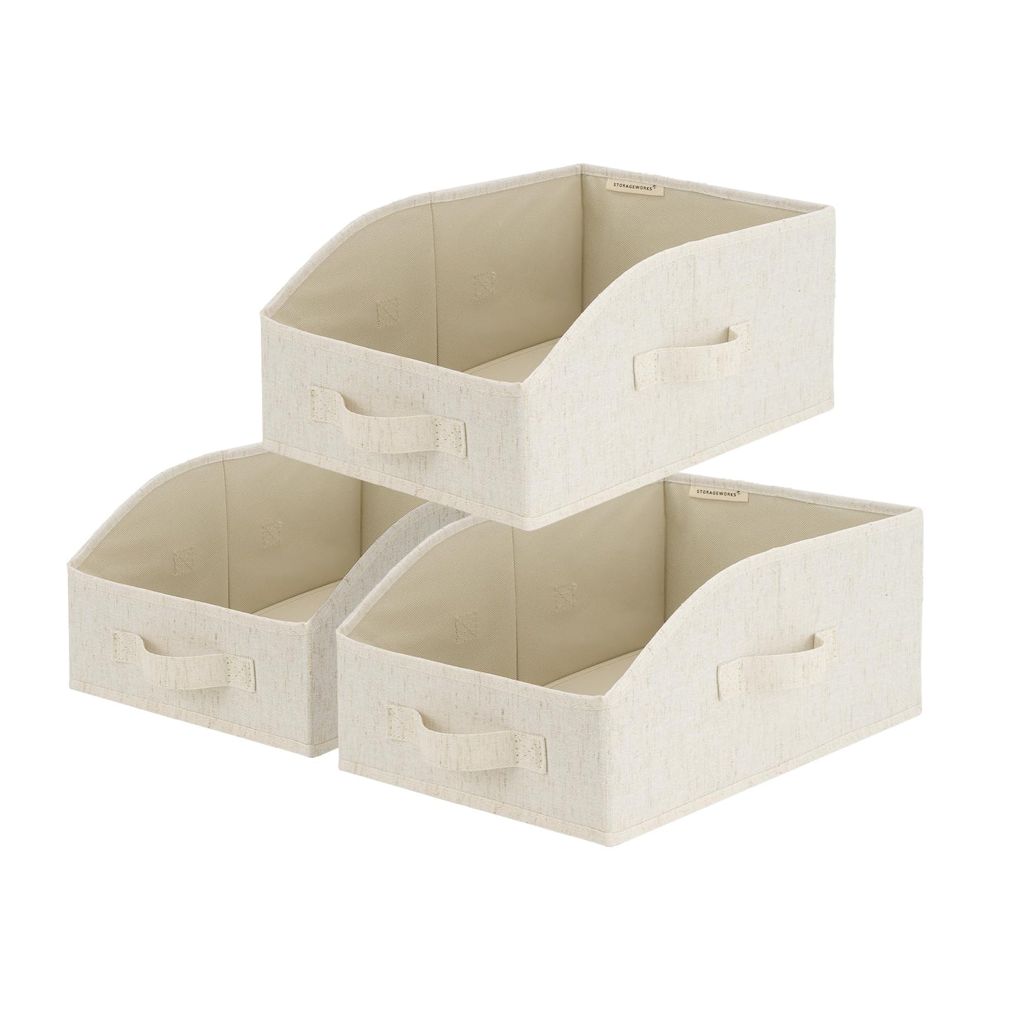 StorageWorks Closet Storage Bins, Beige(Cotton-linen), Medium, 3-Pack