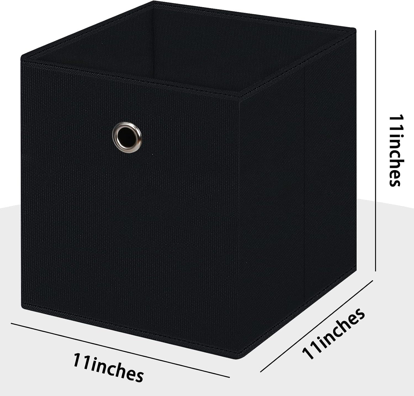 Black Foldable Storage Cubes Bins ,11 Inch Cloth Storage Cube Fabric Storage Box Cubes Organizer Baskets with Handles for Home Organizer Set of 3 (Black)