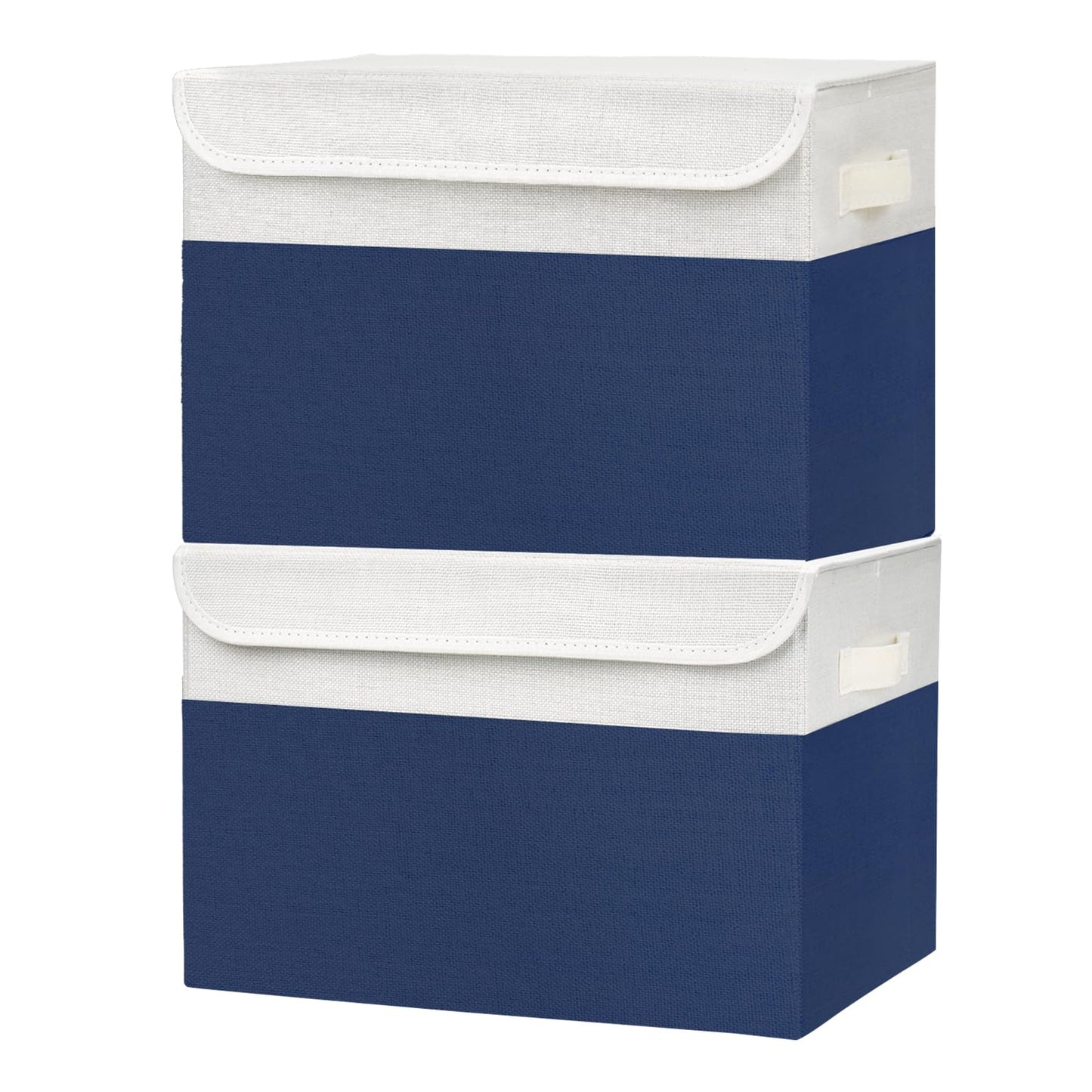 Bagnizer Large 22 Quart Linen Fabric Foldable Storage Bin Cube Organizer Basket with Flip-Top Lid & Handles, Clothes Blanket Box for Home, Office, Closet, Black, 4 Pack 14.6 x 9.5 x 9.5”