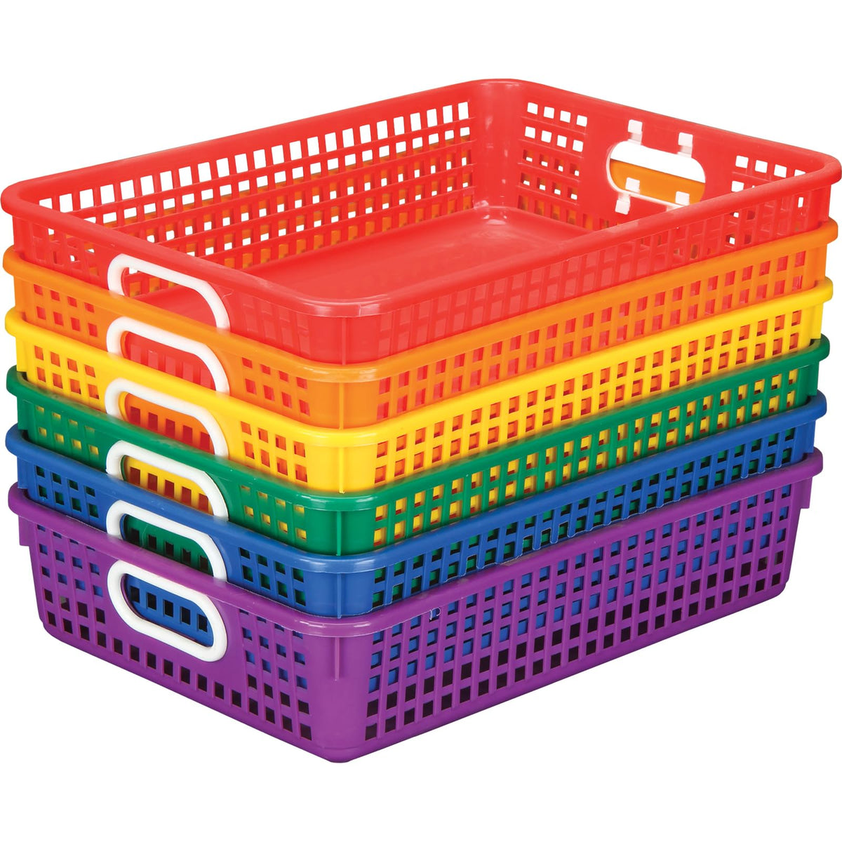 Really Good Stuff Medium Plastic Book Baskets, 11" by 7.5" by 4.5", 6-Pack