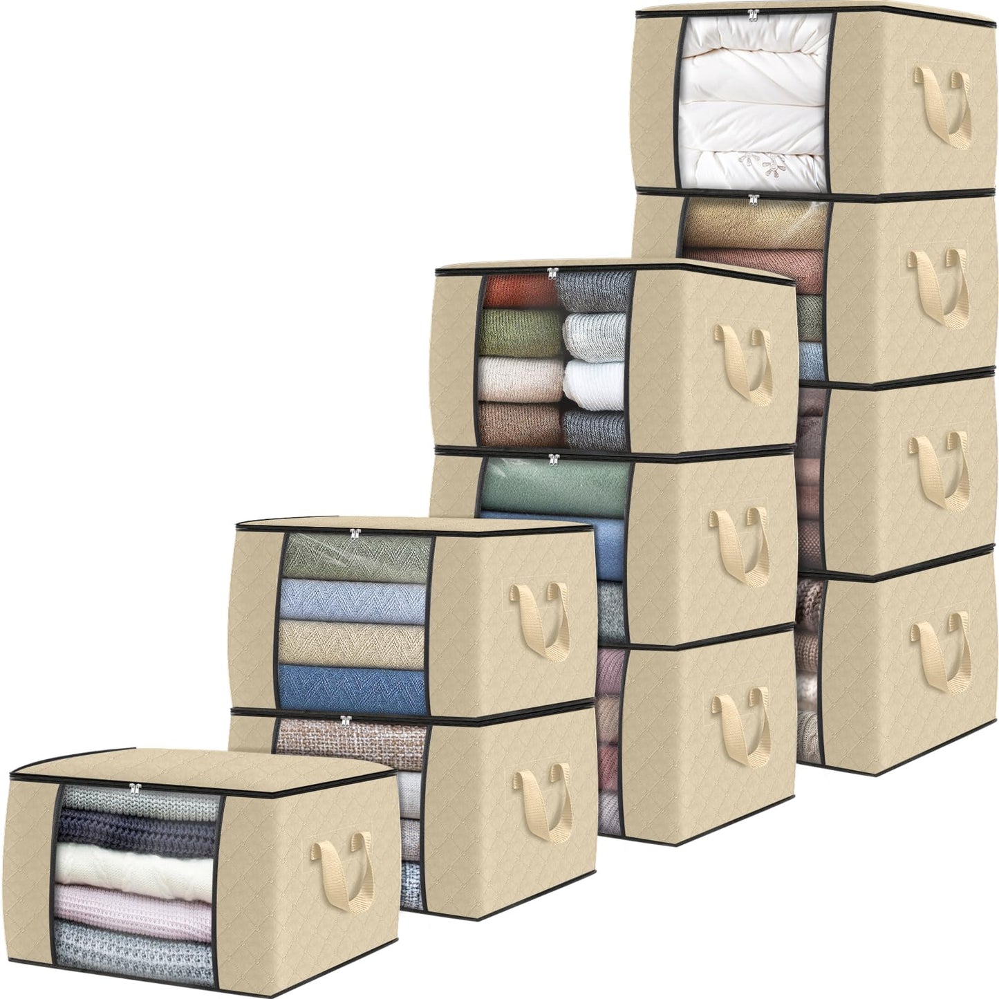 Fab totes 6 Pack Storage Bags for Clothes Blanket Storage Bins with Lids