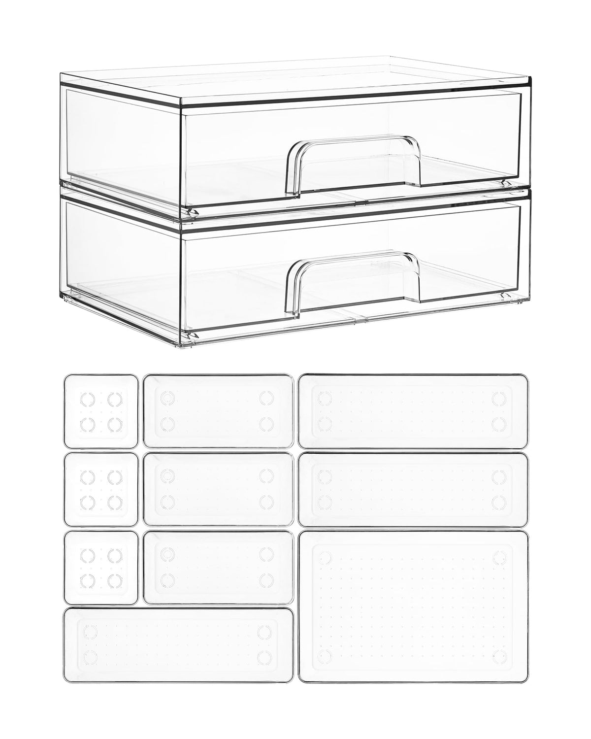 Vtopmart 6 Pack Small Clear Stackable Storage Drawers for Desk, Countertop