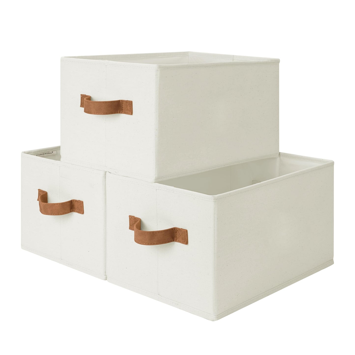 StorageWorks Closet Storage Bins, Beige, 3-Pack, Large