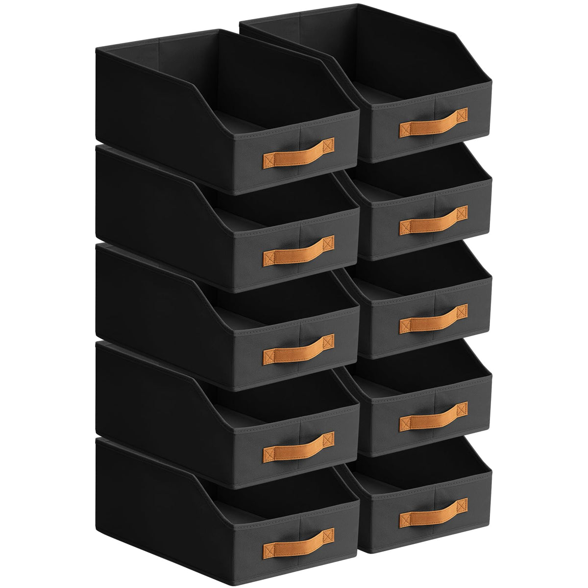 Homsorout Fabric Storage Bins for Organizing - 6 Pack Large Trapezoid Collapsible Storage Bins with Front Handle, Closet Organizers and Storage for Bedroom, Home Shelves, Small Spaces, Beige