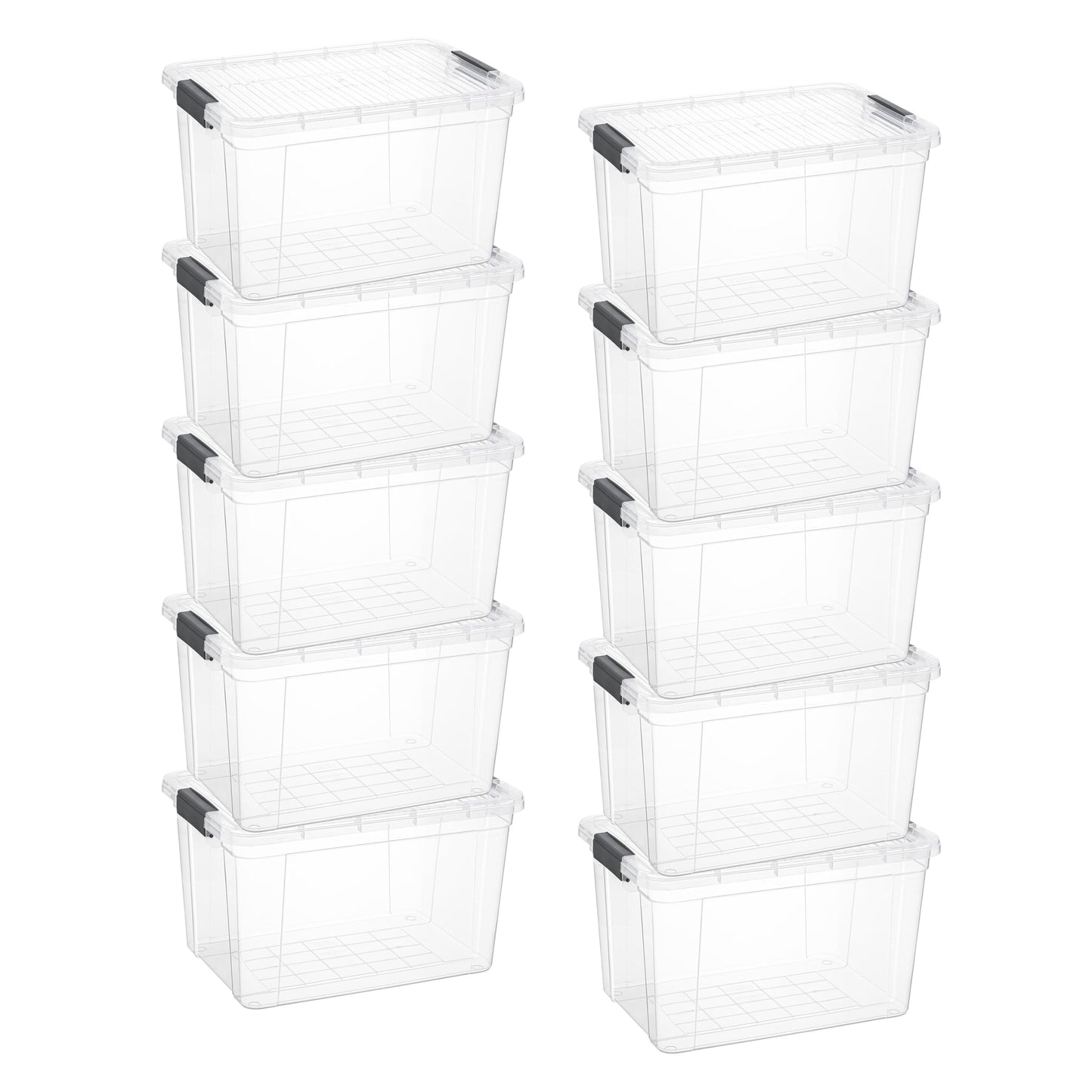 Superio Clear Plastic Storage Bins with Lid, 4.5 Quart Box, Organizing Containers, Stackable Plastic Tote for Home, Garage, Dorm, School, and Office