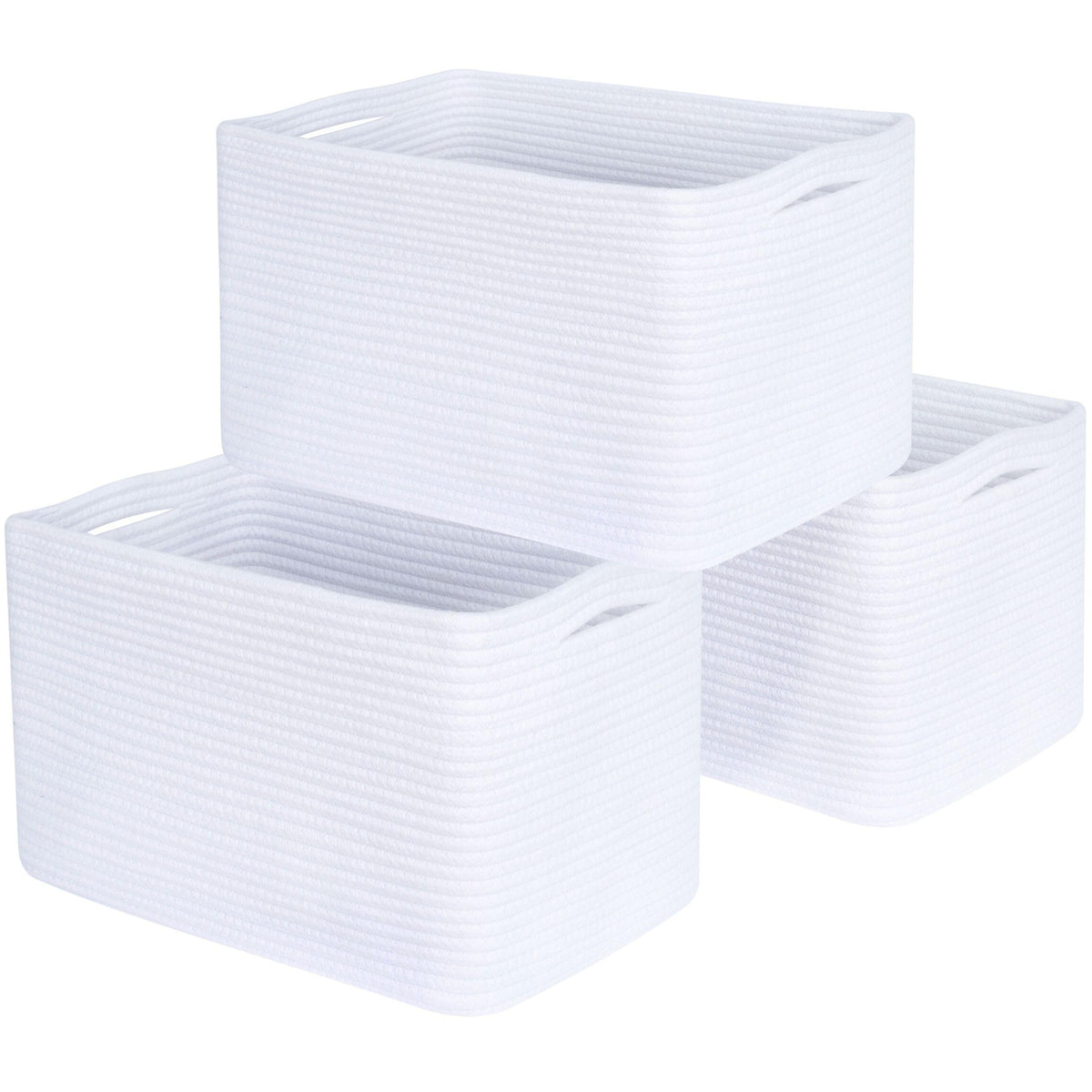 MINTWOOD Design 3-Pack Decorative Woven Storage Baskets for Shelves, Cube Bin Box for Organizing Books, Shoes, Dog Toys, Pantry Closet and Living Room Organizer, Oatmeal Brown