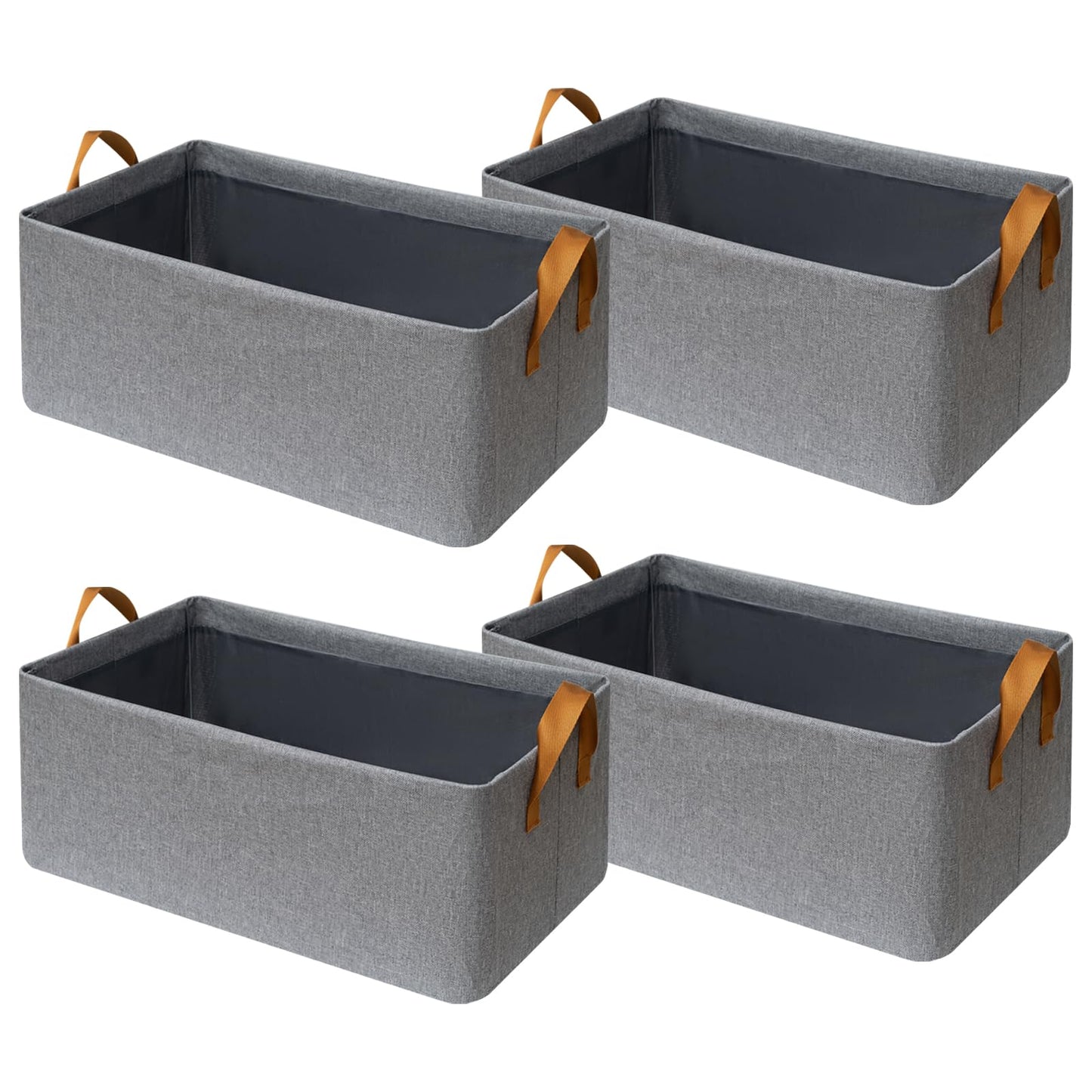 SNWDN 6 Pack Closet Cloth Storage Bins with Handles (Beige 15''L x 10.2''W x 8.2''H)
