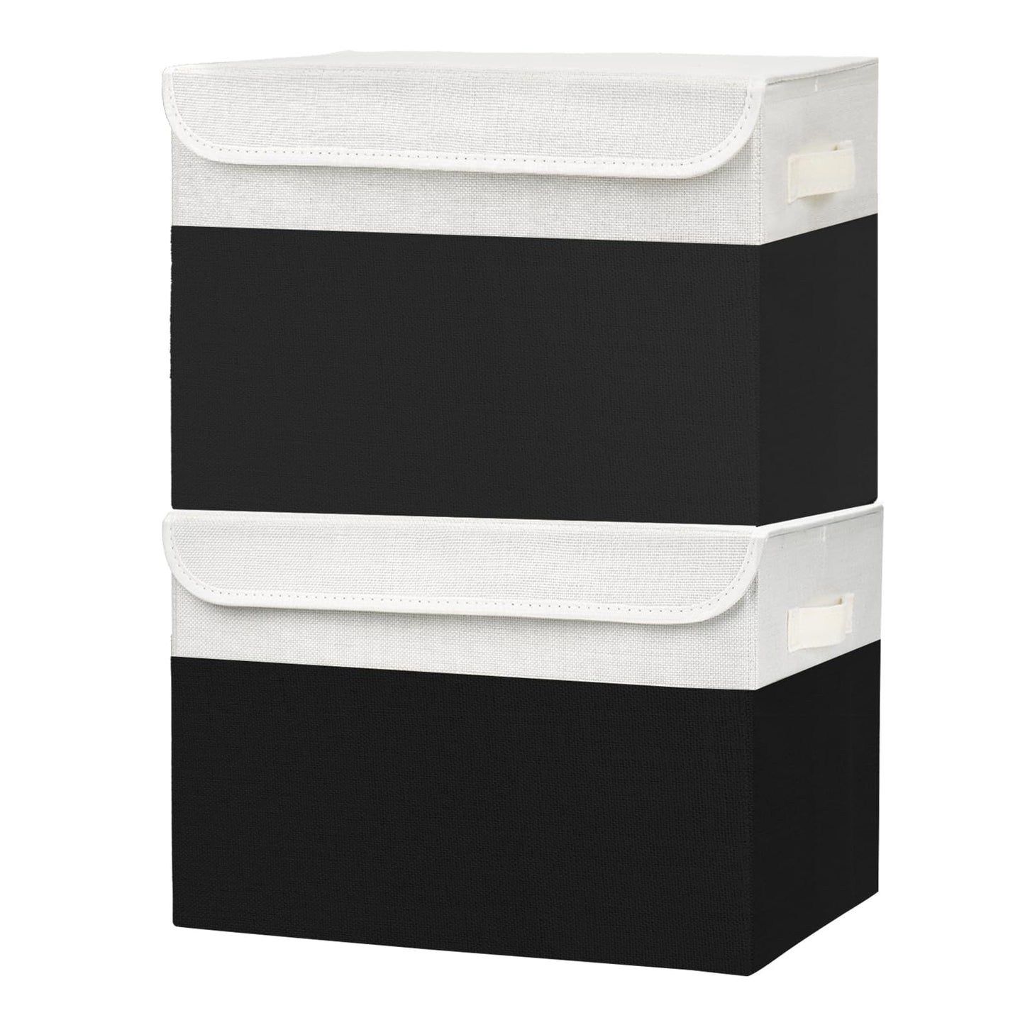 Bagnizer Large 22 Quart Linen Fabric Foldable Storage Bin Cube Organizer Basket with Flip-Top Lid & Handles, Clothes Blanket Box for Home, Office, Closet, Black, 4 Pack 14.6 x 9.5 x 9.5”