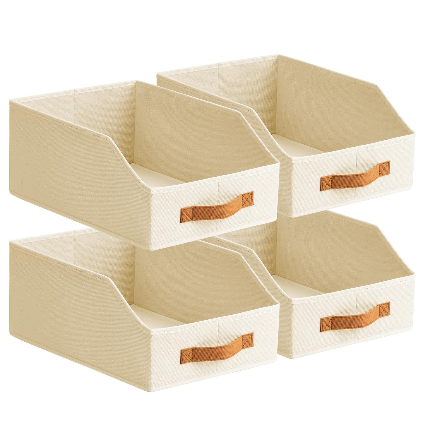 Homsorout Fabric Storage Bins for Organizing - 6 Pack Large Trapezoid Collapsible Storage Bins with Front Handle, Closet Organizers and Storage for Bedroom, Home Shelves, Small Spaces, Beige