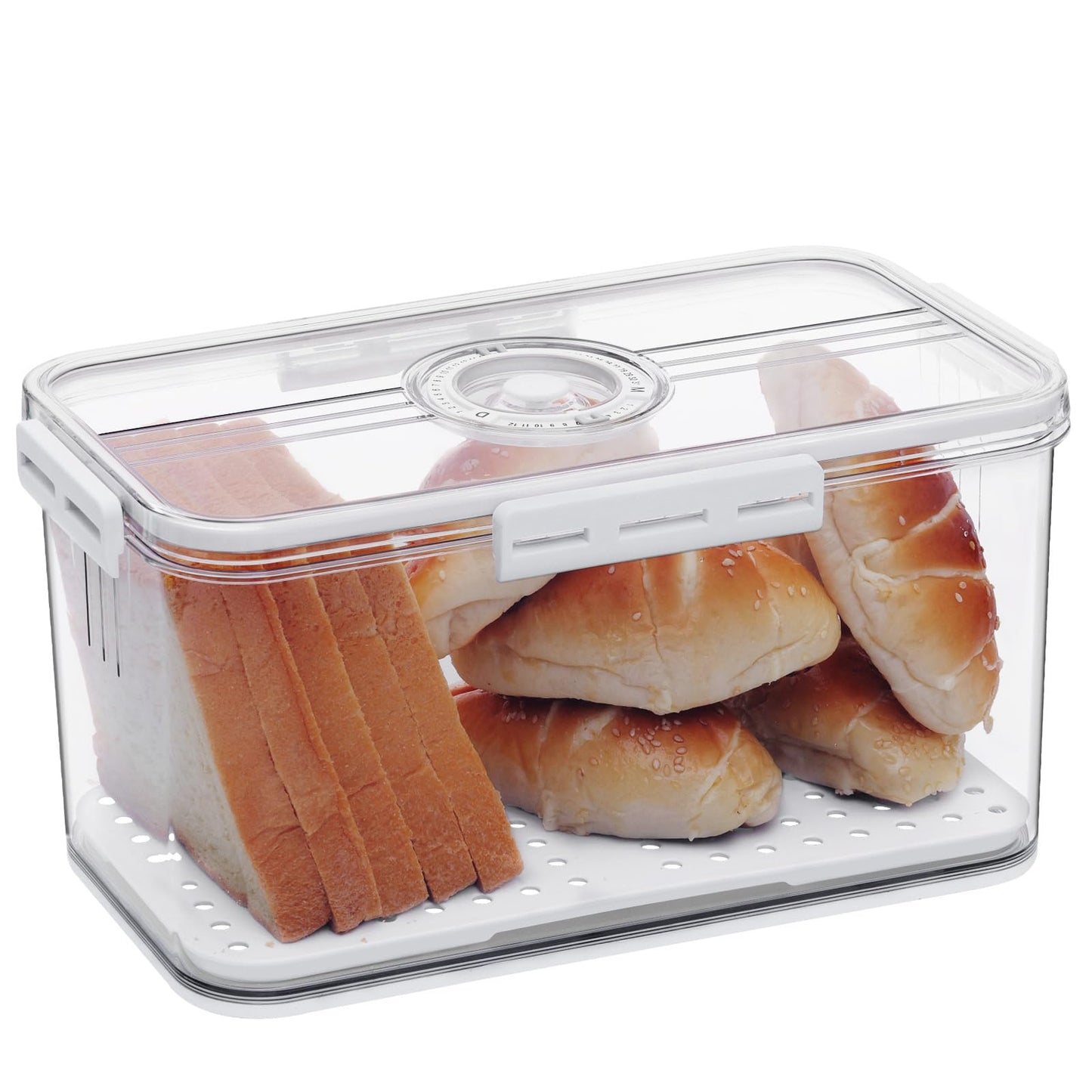 Gifhomfix Bread Box Bread Boxes for Kitchen Counter Airtight, Time Recording Bread Storage Container with Lid, Bread Keeper for Homemade Bread, Toast, Bagel, Donut and Cookies, Grey