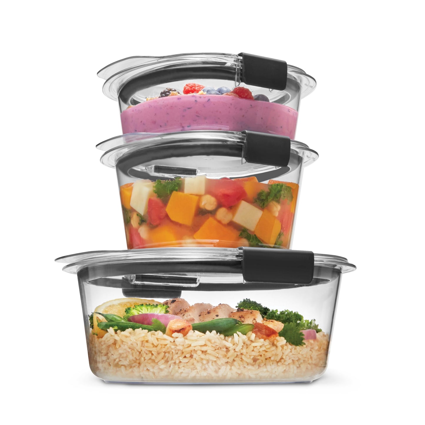 Rubbermaid Brilliance Food Storage Containers, Set of 5 (10 Pieces), BPA-Free, Leak-Proof, Clear