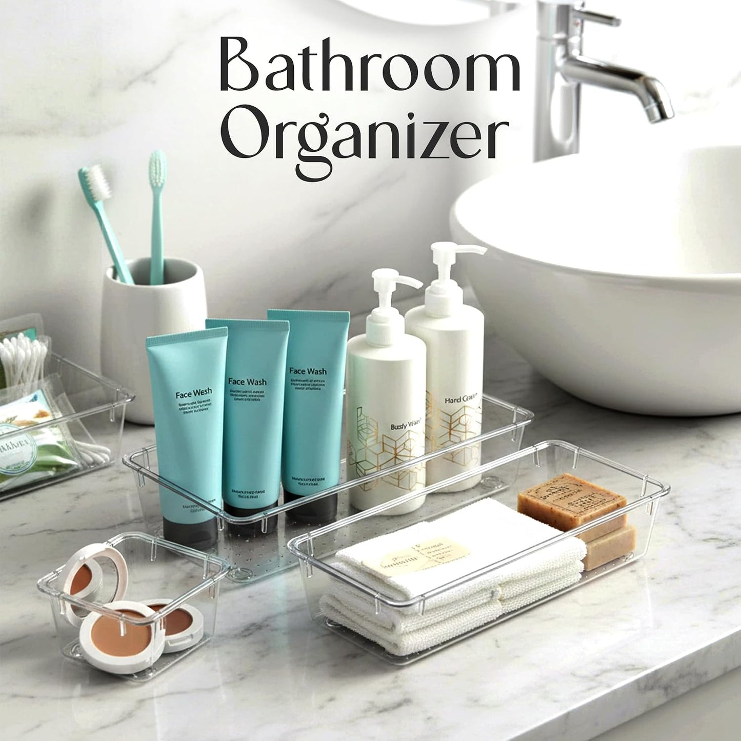 KICHLY 25-Piece Clear Drawer Organizer Set – Multi-Size Storage Trays