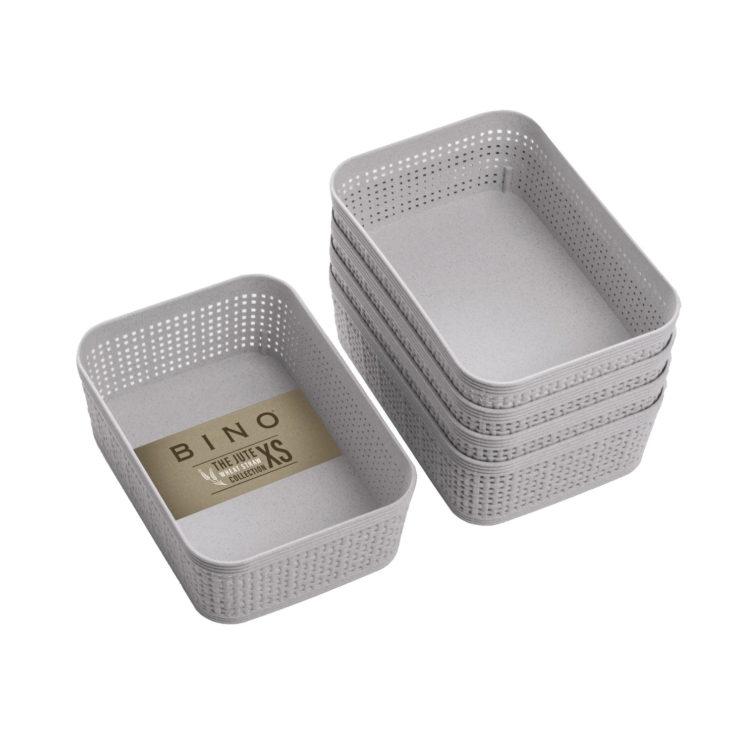 BINO Woven Plastic Basket | Large (Natural), 3-Pack | THE JUTE COLLECTION | Home Organization, Space-Saving Storage, Stylish Design | Plastic Storage Basket