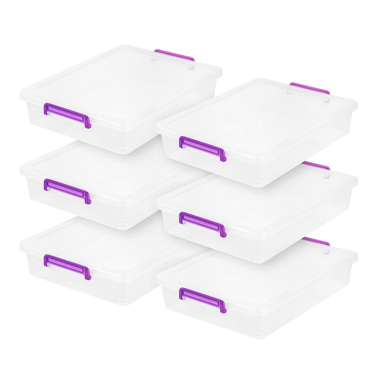 IRIS USA Storage Bins with Lids |Made in USA| 5 Qt - (6-Pack) - Clear
