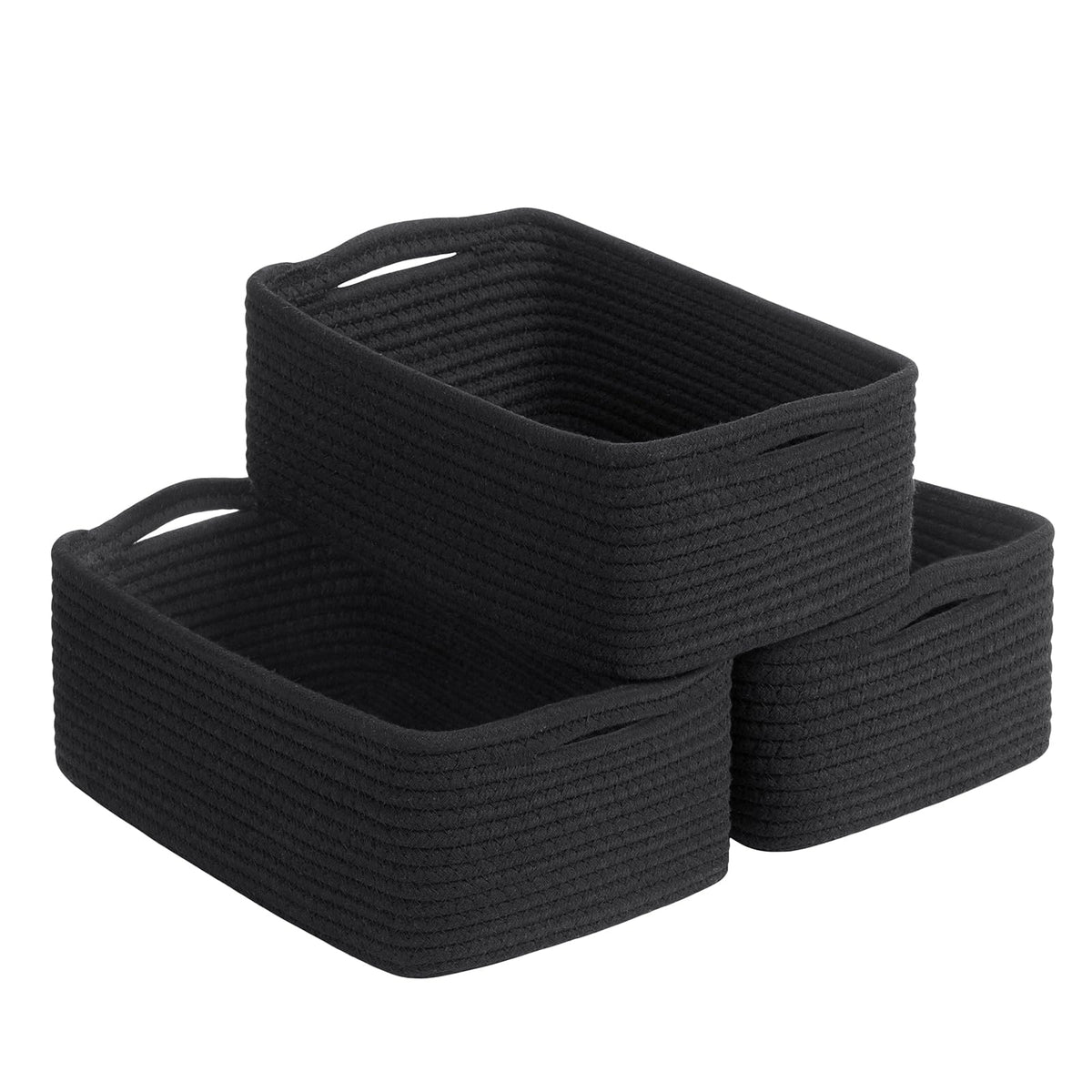 Goodpick 3Pack Rope Storage Baskets for Shelves Organizing, 11 x 7 x 4.5 in