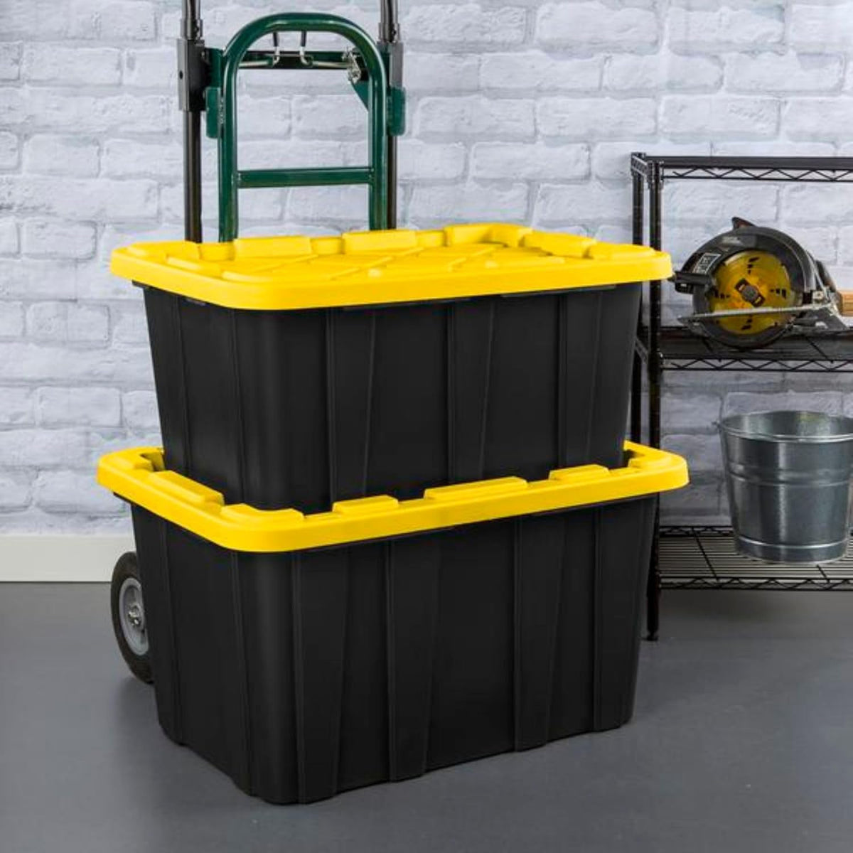 Sterilite Industrial Storage Tote with Lids for Garage, 27 Gallon, 4-Pack