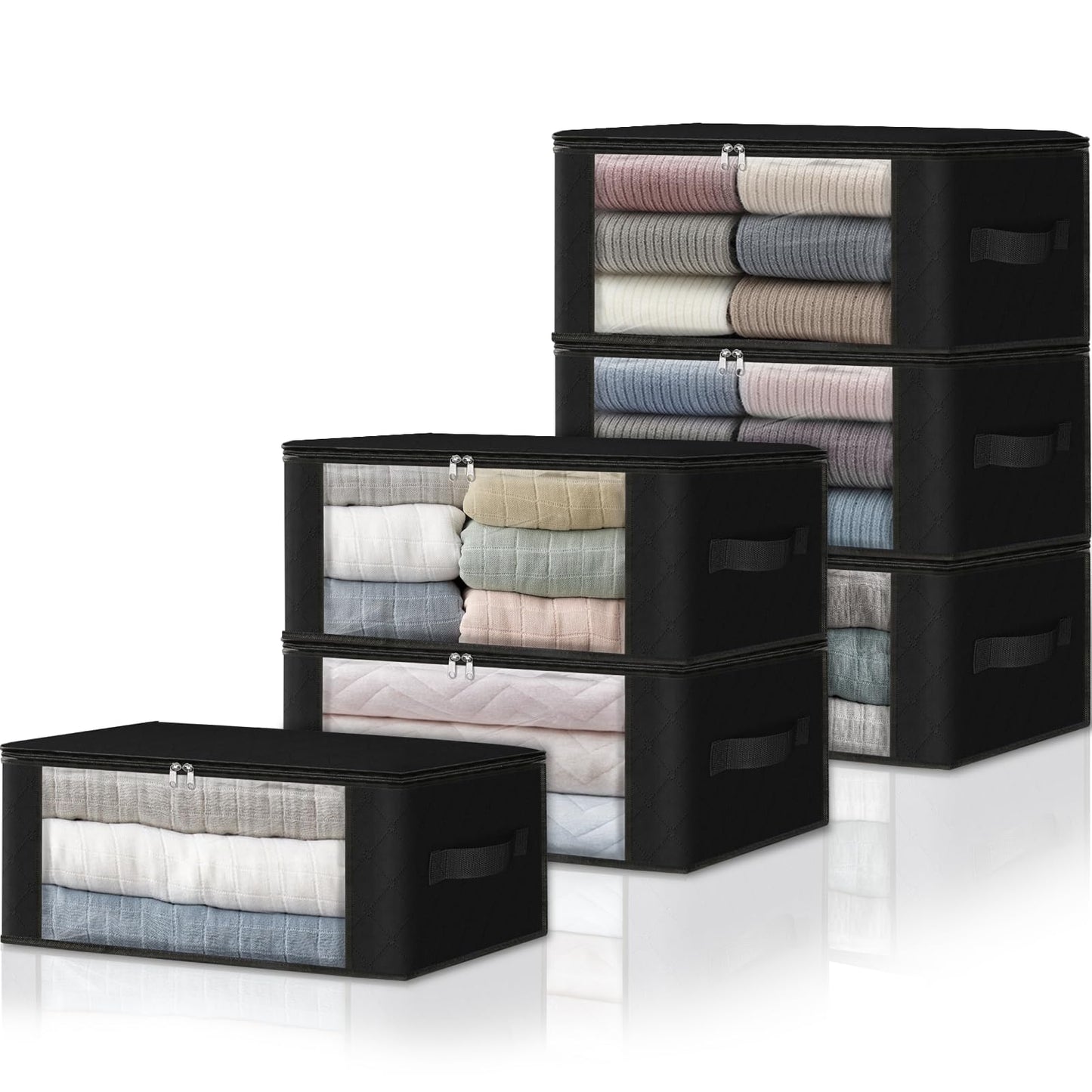 HomeHacks 3-Pack Clothes Organizer Storage Bags, 35L Storage Bins, Gray