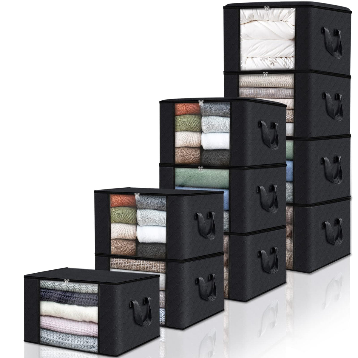 Fab totes 6 Pack Storage Bags for Clothes Blanket Storage Bins with Lids