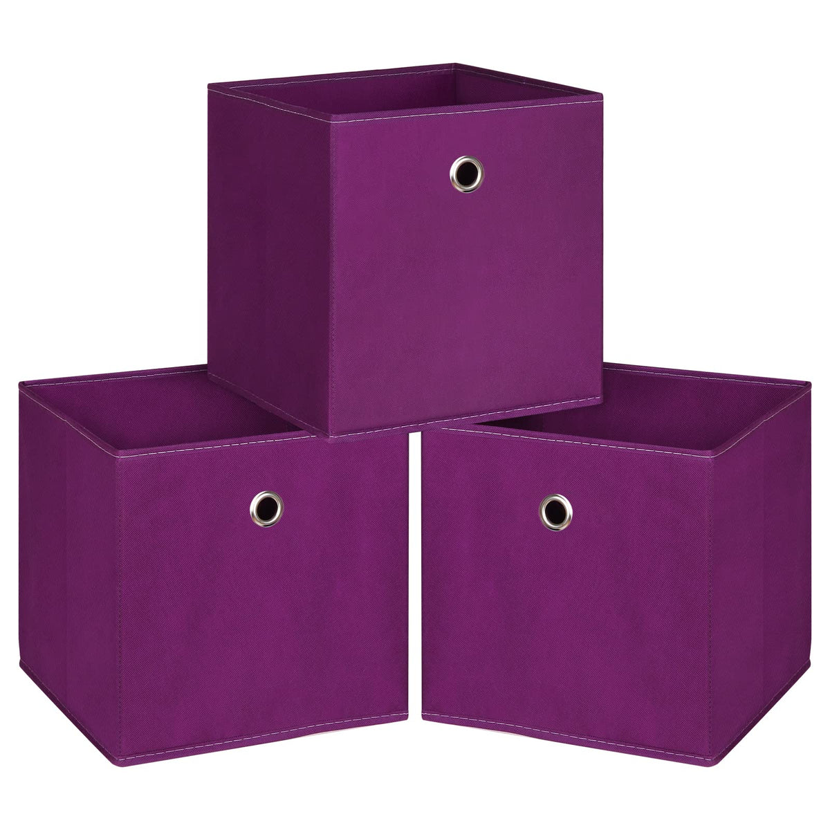 Black Foldable Storage Cubes Bins ,11 Inch Cloth Storage Cube Fabric Storage Box Cubes Organizer Baskets with Handles for Home Organizer Set of 3 (Black)