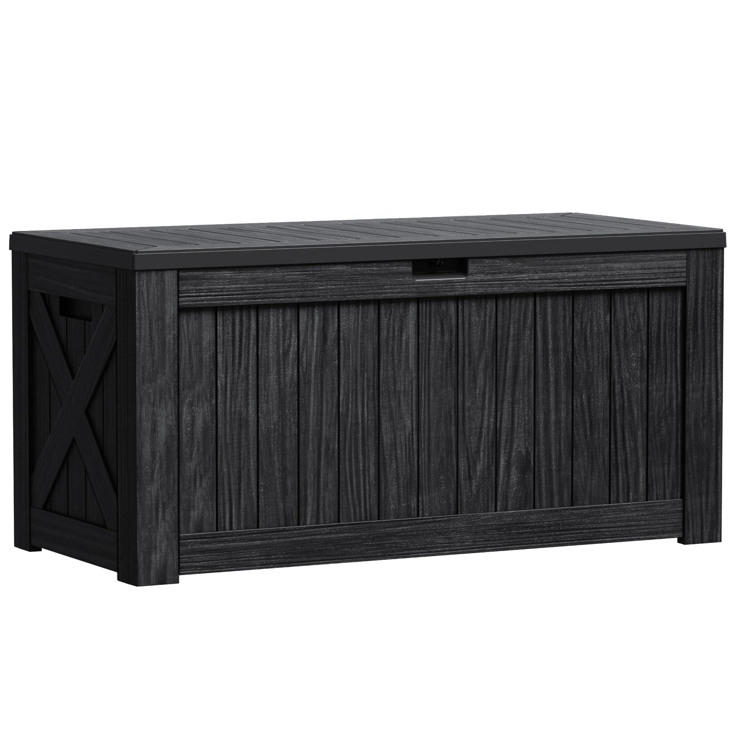 Greesum Outdoor Storage Box 31 Gallon Storage Box with Lid for Patio Furniture, Garden Tools, Pool Supplies, Waterproof and UV Resistant, Lockable, Dark Black