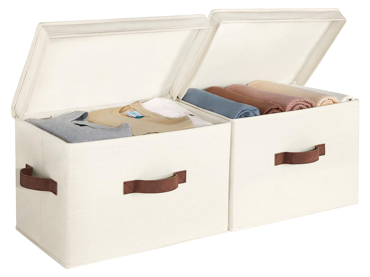 StorageWorks Fabric Storage Bins with Lids, Closet Storage Bins