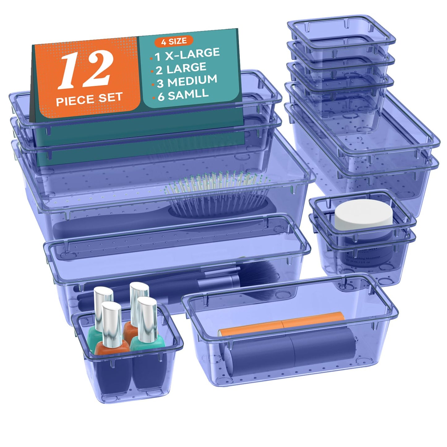 12 PCS Drawer Organizer Set, Makeup Organizers, Tool Storage Trays