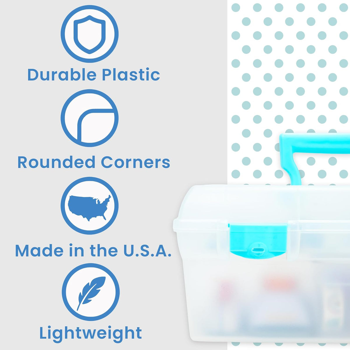 ArtBin Essentials Lift-Out Tray Craft Box with Handle, Clear/Aqua