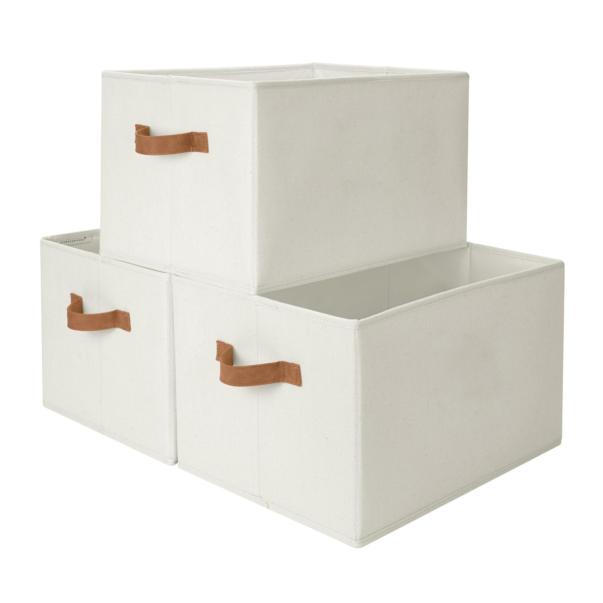 StorageWorks Closet Storage Bins, Beige, 3-Pack, Large