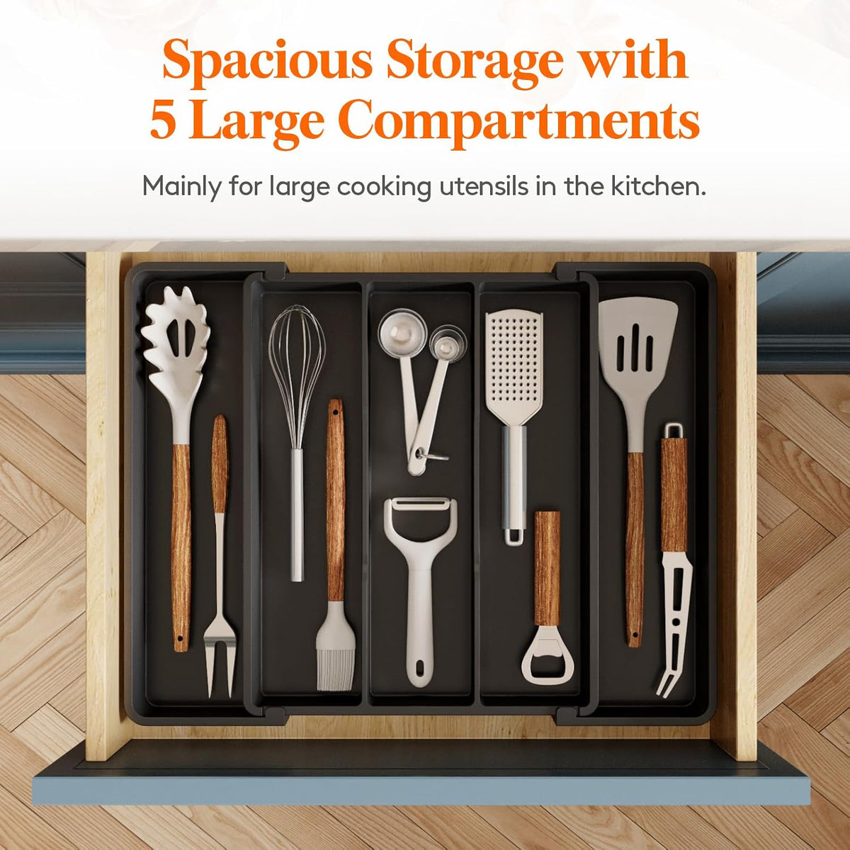Lifewit Utensil Organizer for Kitchen Drawers, Expandable Utensil Tray