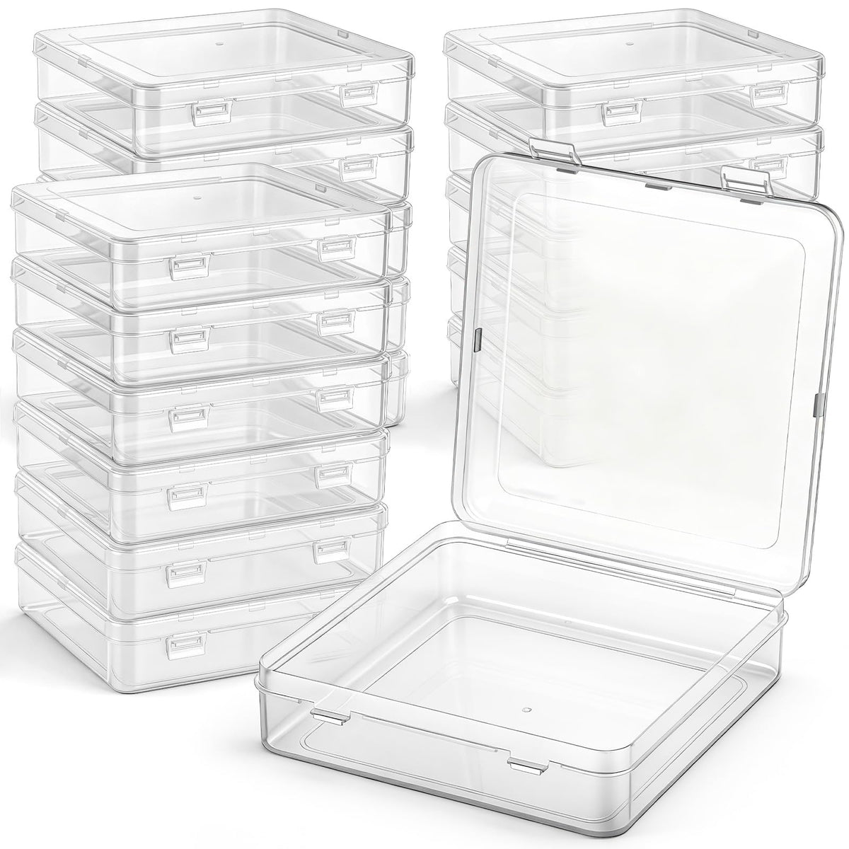 Jetec 6 Pieces Small Clear Plastic Storage Box, 3.3 x 2.1 x 1 Inch