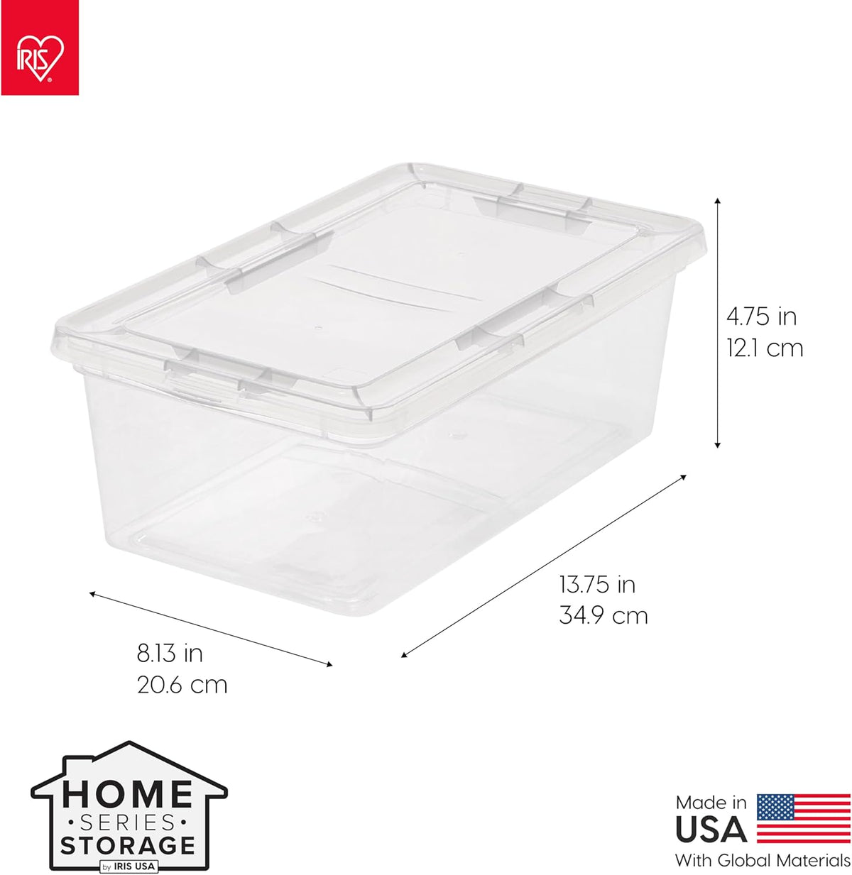 IRIS USA 12-Pack 7 Qt Storage Bins with Lids, Clear, Stackable