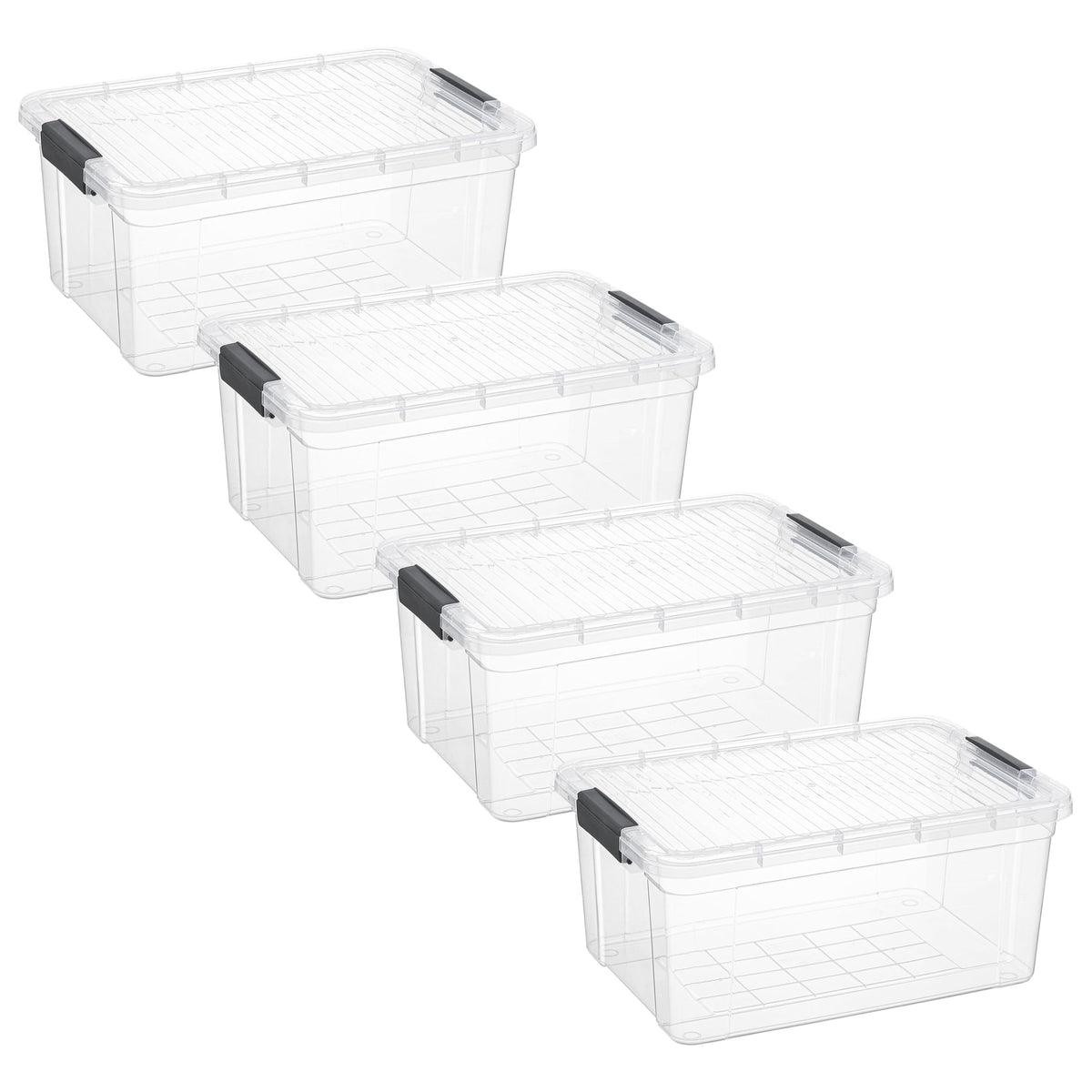 Superio 13.7 Quart Clear Plastic Storage Bin with Lid, Stackable Organizer Box, BPA-Free Storage Container for Home, Garage, School & Office, 1 Pack
