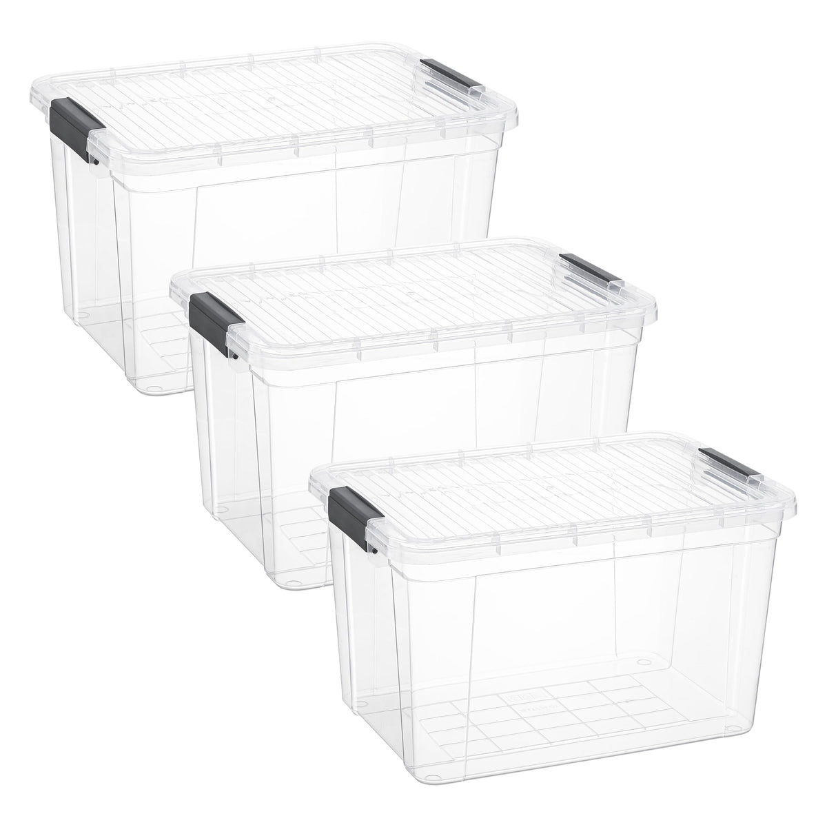 Superio Clear Plastic Storage Bins with Lid, 4.5 Quart Box, Organizing Containers, Stackable Plastic Tote for Home, Garage, Dorm, School, and Office
