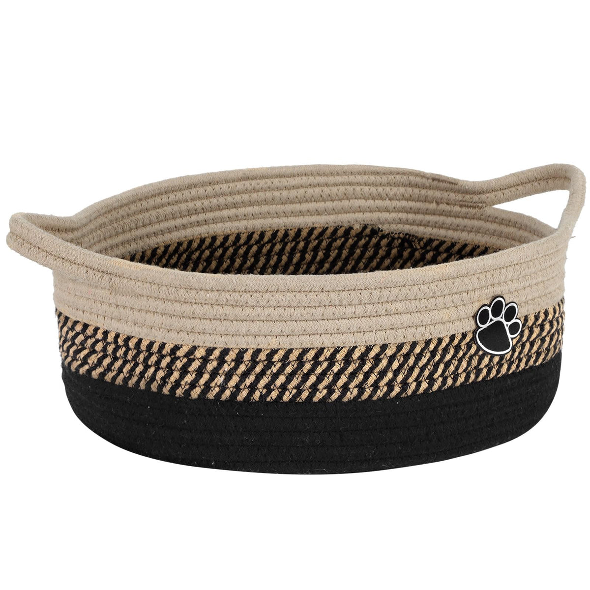Optish Dog Toy Basket, 30L Toy Box and Bin for Dog Cat Storage, 19.7" X 11" X 7.9" Large Woven Rope Basket for Blanket Storage, Living Room, Bedroom, White & Brown