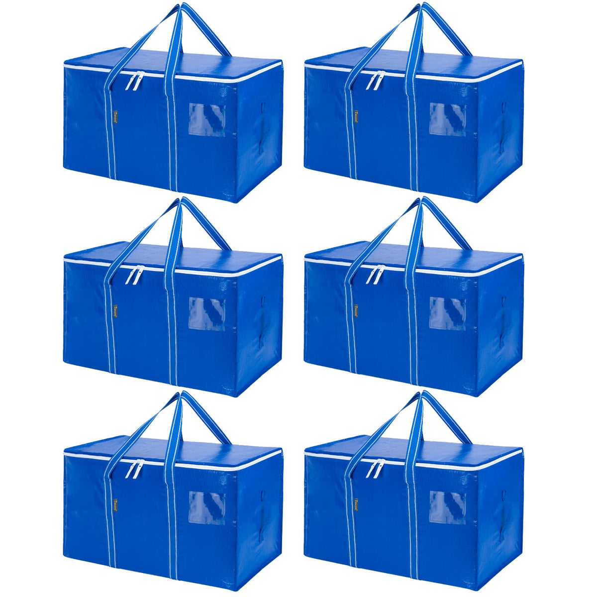 BALEINE 6-Pack Oversized Moving Bags with Reinforced Handles, Heavy-Duty Storage Tote for Clothes, Moving Supplies (Clear, 6-Pack)