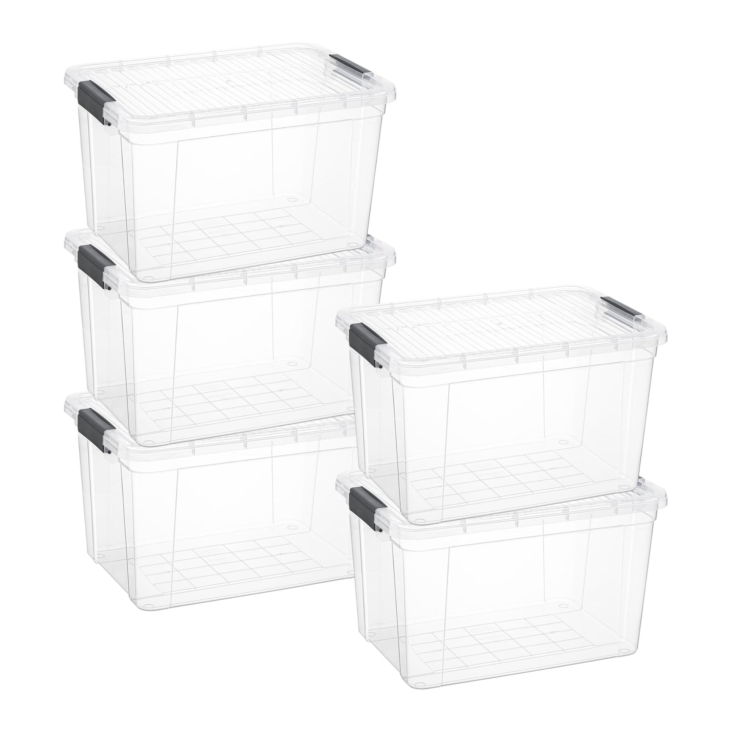 Superio Clear Plastic Storage Bins with Lid, 4.5 Quart Box, Organizing Containers, Stackable Plastic Tote for Home, Garage, Dorm, School, and Office