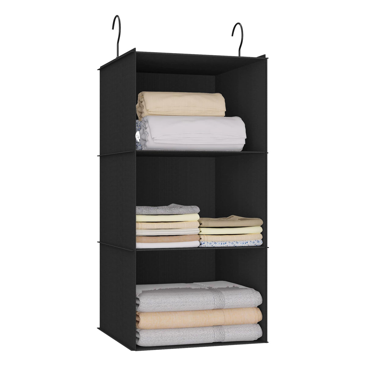 Hanging Closet Organizer 3-Shelf, Oxford Fabric Wardrobe Storage, Gray