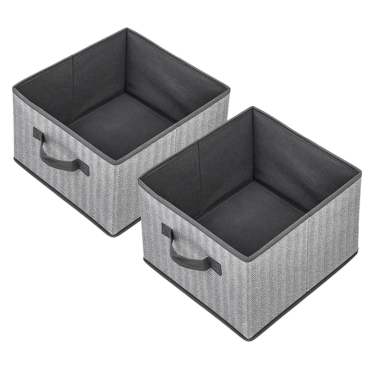 Storage Baskets, 11-Inch Woven Fabric Bins, Storage Cubes with Reinforced Handles, Organizer Bins for Closet Shelves, Foldable, for Toys, Clothes, Natural Beige (2PCS/Beige-11*11*7.8inch)