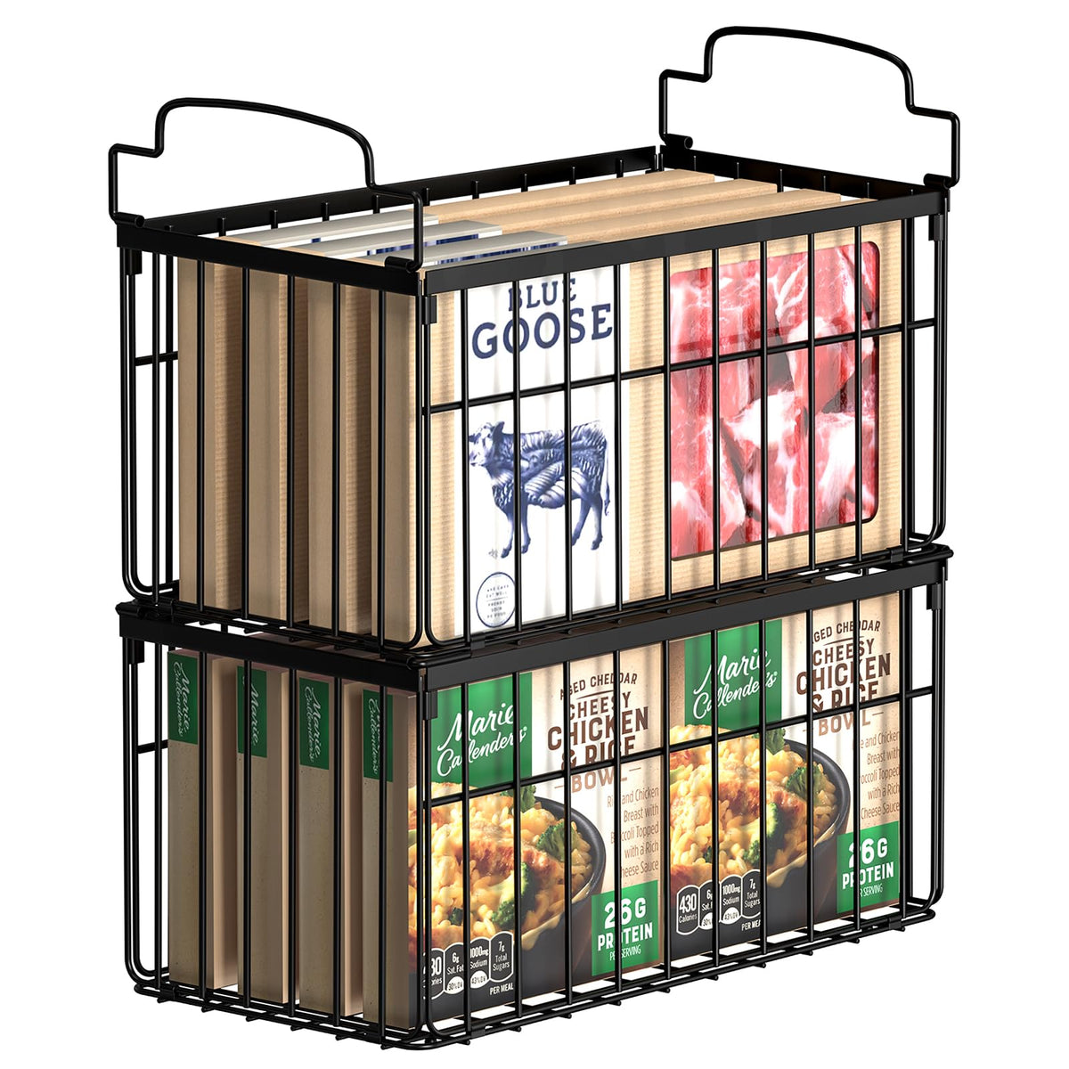 Freezer Organizer Bins, 4 Pack Big Baskets for 5/ 7 Cu.FT Deep Freezer