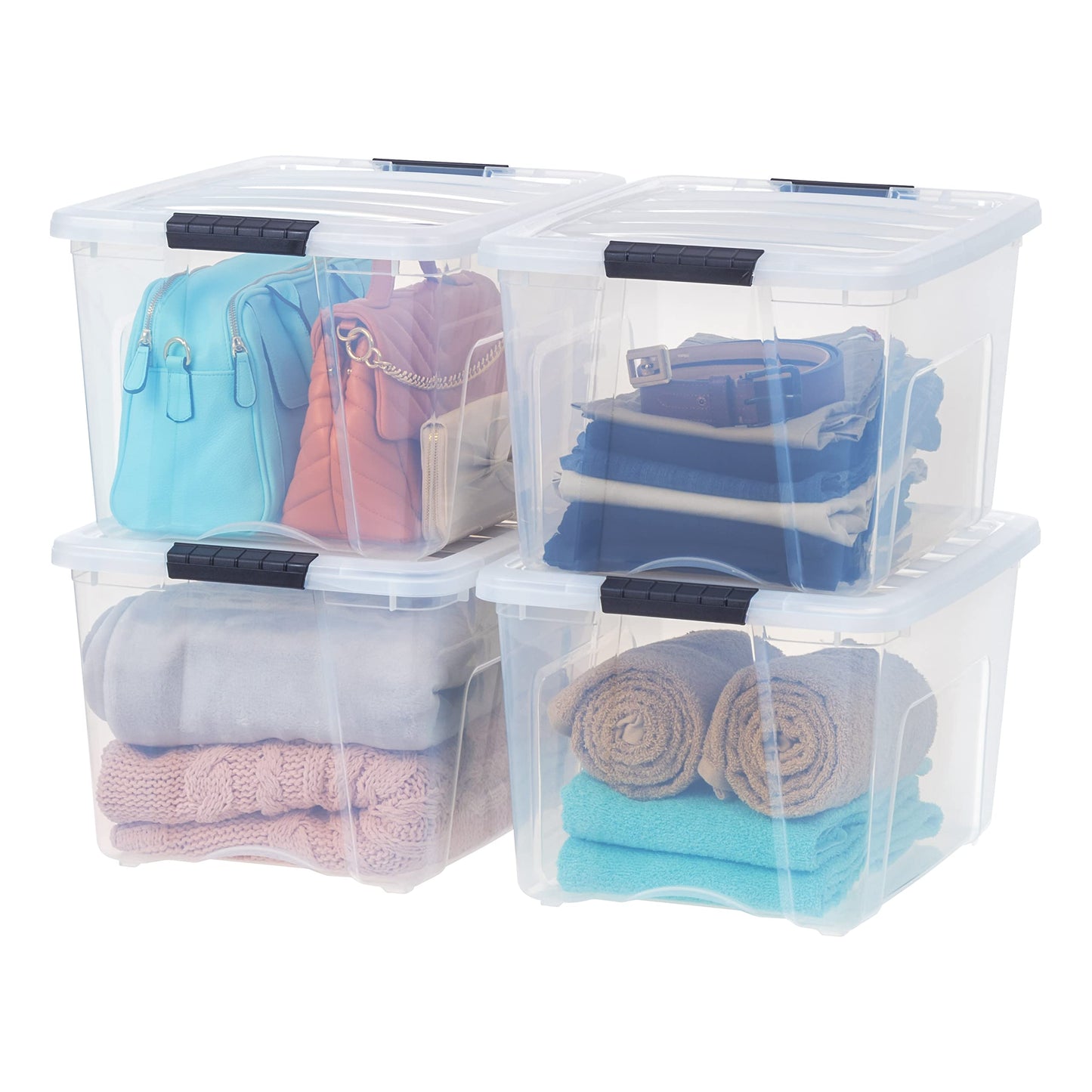 IRIS USA 4-Pack 13 Quart Storage Bins with Lids, Clear