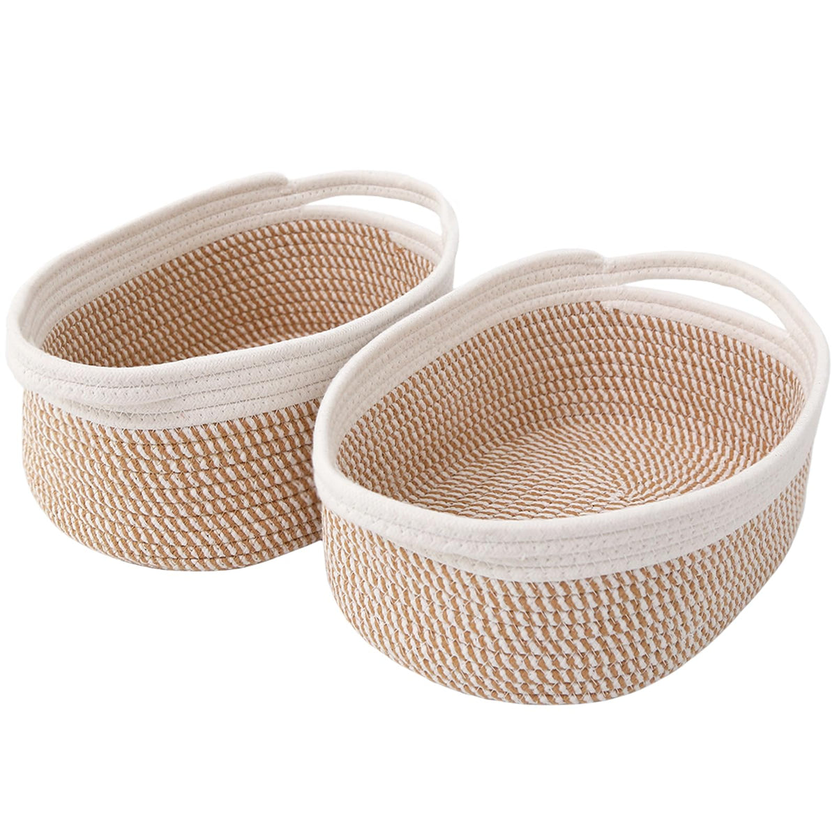 JMvicyroam Small Woven Basket, Empty Gift Basket, White/1 Pack