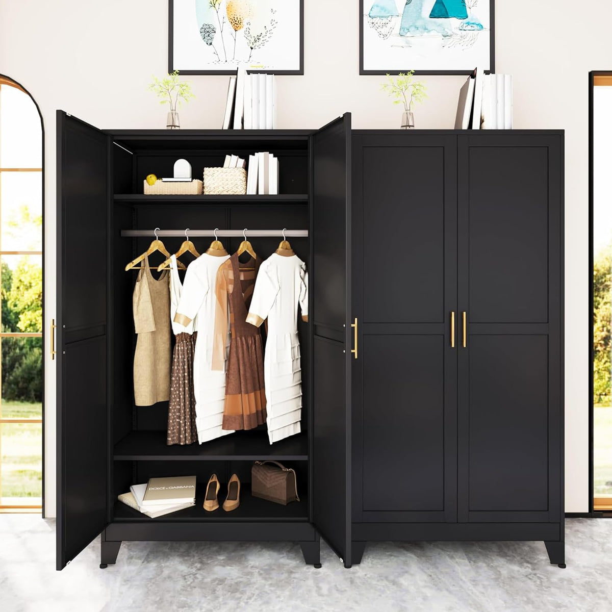 erosoei Metal Armoire Wardrobe Closet, 71 "Metal Clothing Storage Cabinet