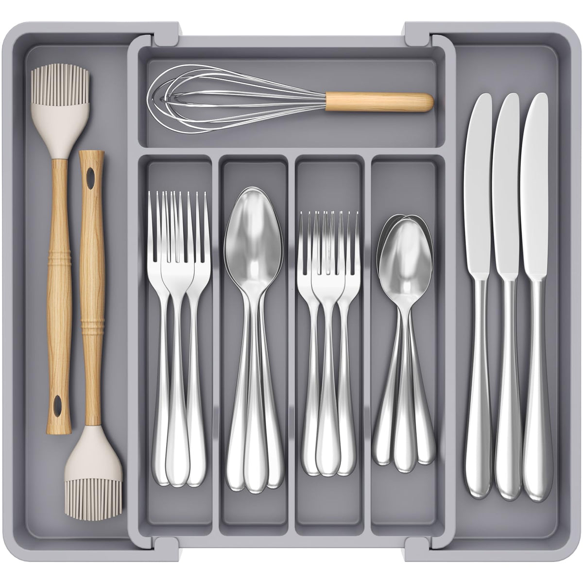 Lifewit Expandable Silverware Drawer Organizer, Kitchen Utensil Tray