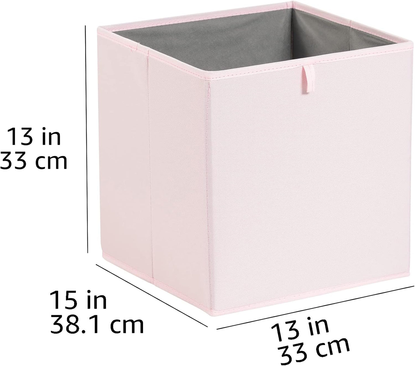 Amazon Basics Collapsible Cube Organizer Bins, Closet Storage Organizer Baskets for Shelves, Space-Saving, 13" x 15" x 13", Peony Pink, Pack of 6