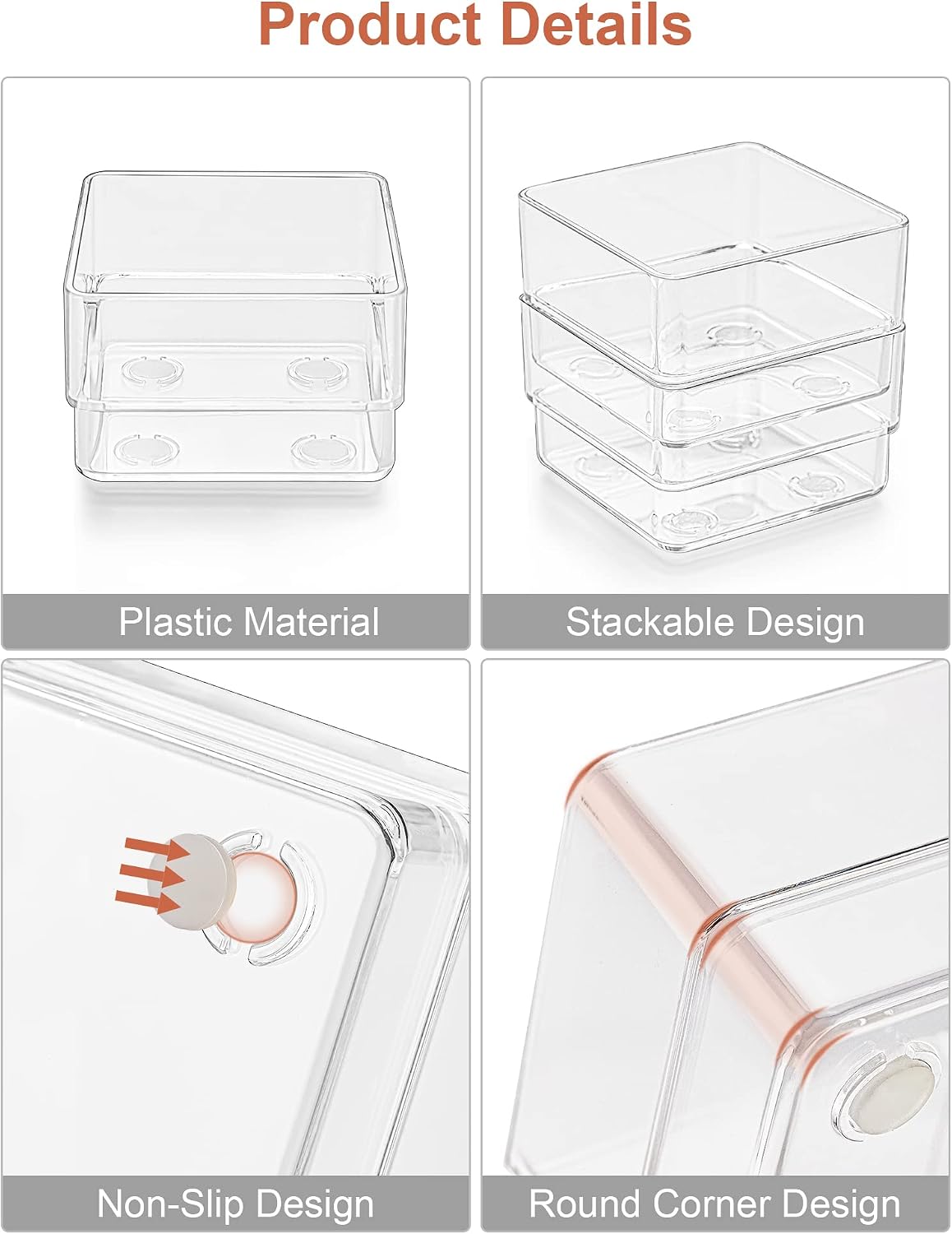 SMARTAKE 13 PCS Drawer Organizer 5-Size Desk Makeup Drawer Organizer Clear