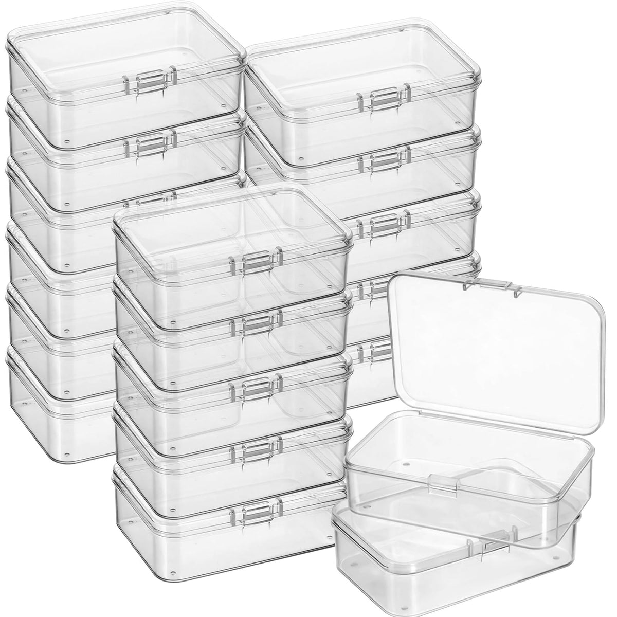 Jetec 6 Pieces Small Clear Plastic Storage Box, 3.3 x 2.1 x 1 Inch